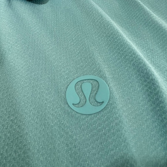 LULULEMON Polo Mens Size Large Golf Shirt Aqua Short Sleeve Performance Snap - Picture 8 of 13